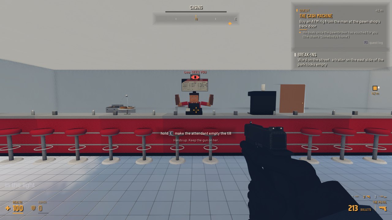 CriminalScum in-game screenshot: The Starlite: make her empty the till