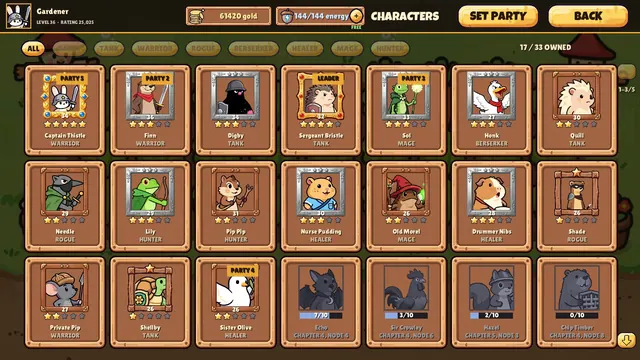 The collection: every critter in its star frame